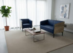 Beech Wood And Venetian Leather Living Room Set, 2 Pieces - Blue - Image 2