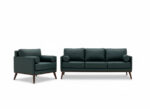 Beech Wood And Venetian Leather Living Room Set, 2 Pieces - Olive - Image 2