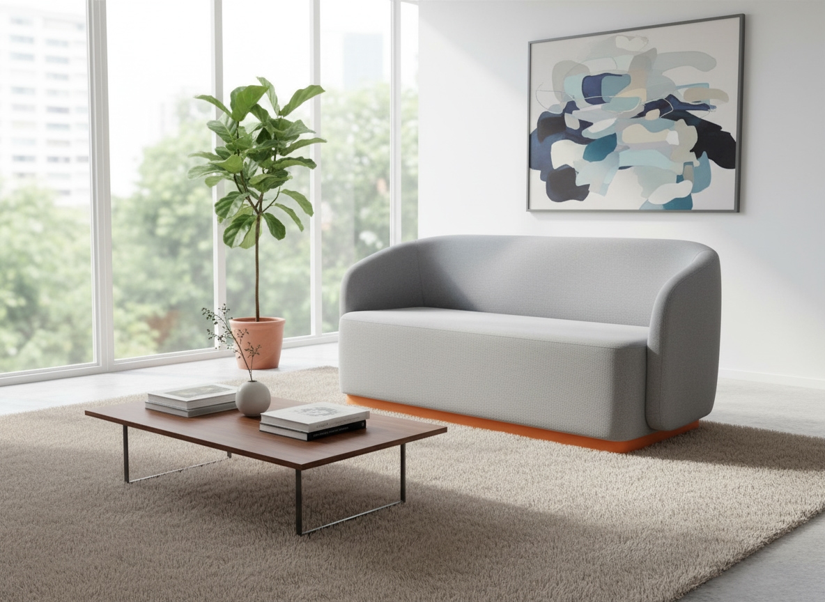 Beech Wood Fabric Sofa, 200 X 55 X 55 Cm - Light Grey - Image 3