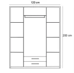 MDF Wood Wardrobe 3 Shutters, 200×120×50 Cm - Beige - Image 3