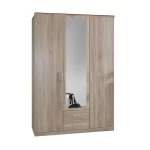 MDF Wood Wardrobe 3 Shutters, 200×120×50 Cm - Beige - Image 2