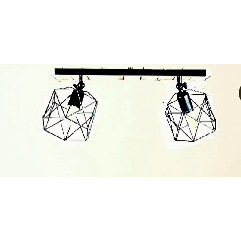 Metal Pendant Light, 2 Bulb, 30×24 Cm - Black