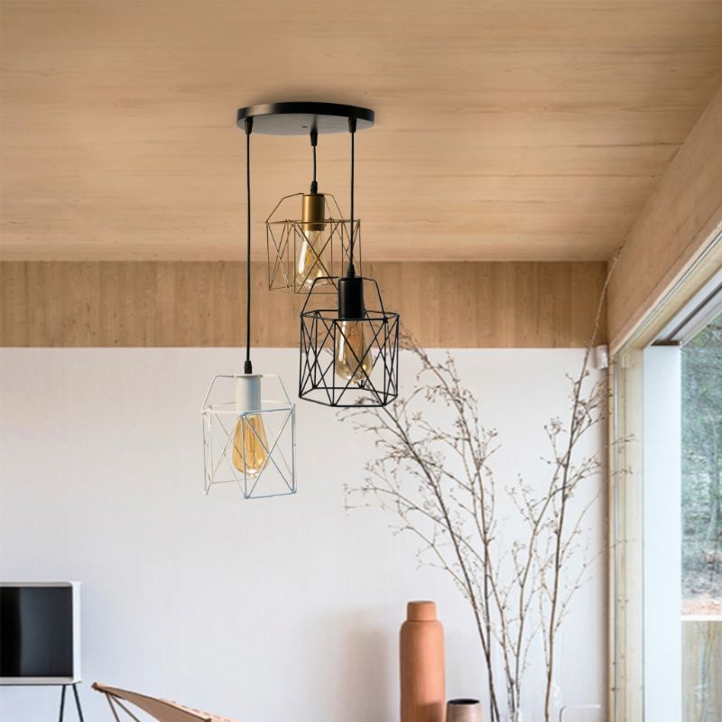 Metal Pendant Light, 3 Bulb, 100×30 Cm - Multi Color - Image 2
