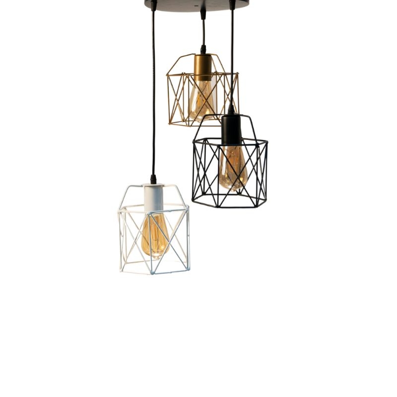 Metal Pendant Light, 3 Bulb, 100×30 Cm - Multi Color