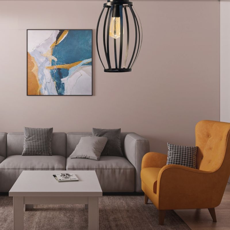 ⁦مصباح سقف معدن، 1 لمبة، 46×30 سم - أسود⁩ - الصورة ⁦2⁩