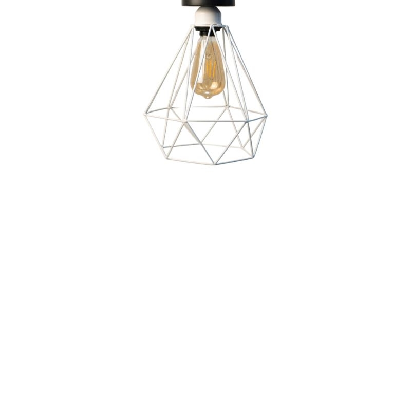 Metal Ceiling Lamp, 1 Bulb, 23×23 Cm - Black White - Image 2
