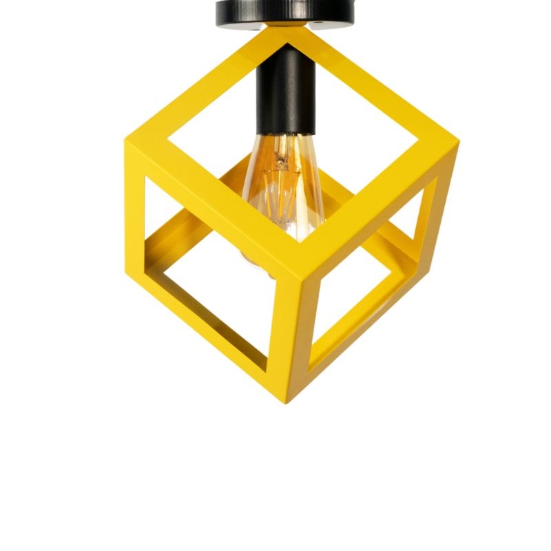 Metal Ceiling Lamp, 1 Bulb, 23×23 Cm - Yellow