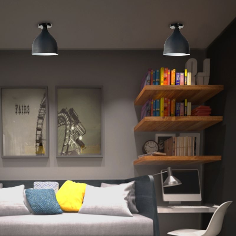 Metal Ceiling Lamp, 1 Bulb, 23×23 Cm - Black - Image 2