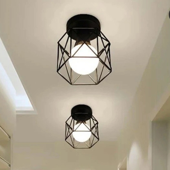 Metal Ceiling Lamp, 1 Bulb, 25×25 Cm - Black - Image 2
