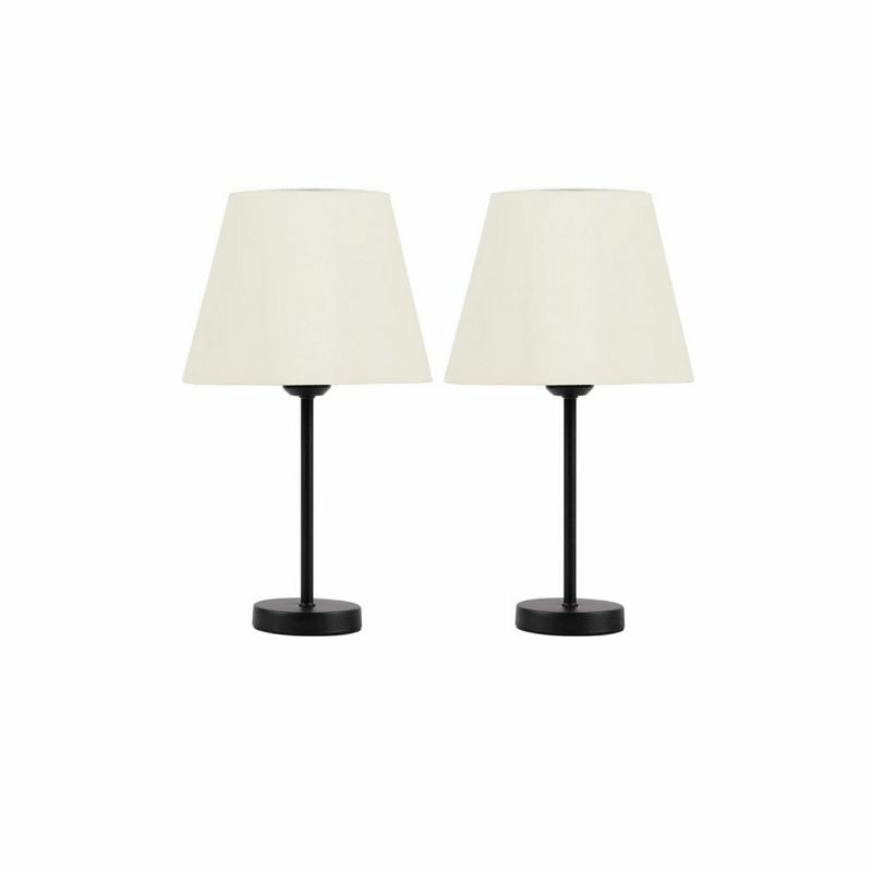 طقم اباجورة مودرن معدن قماش، قطعتين، 41×35 سم، BW82 - اسود ابيض