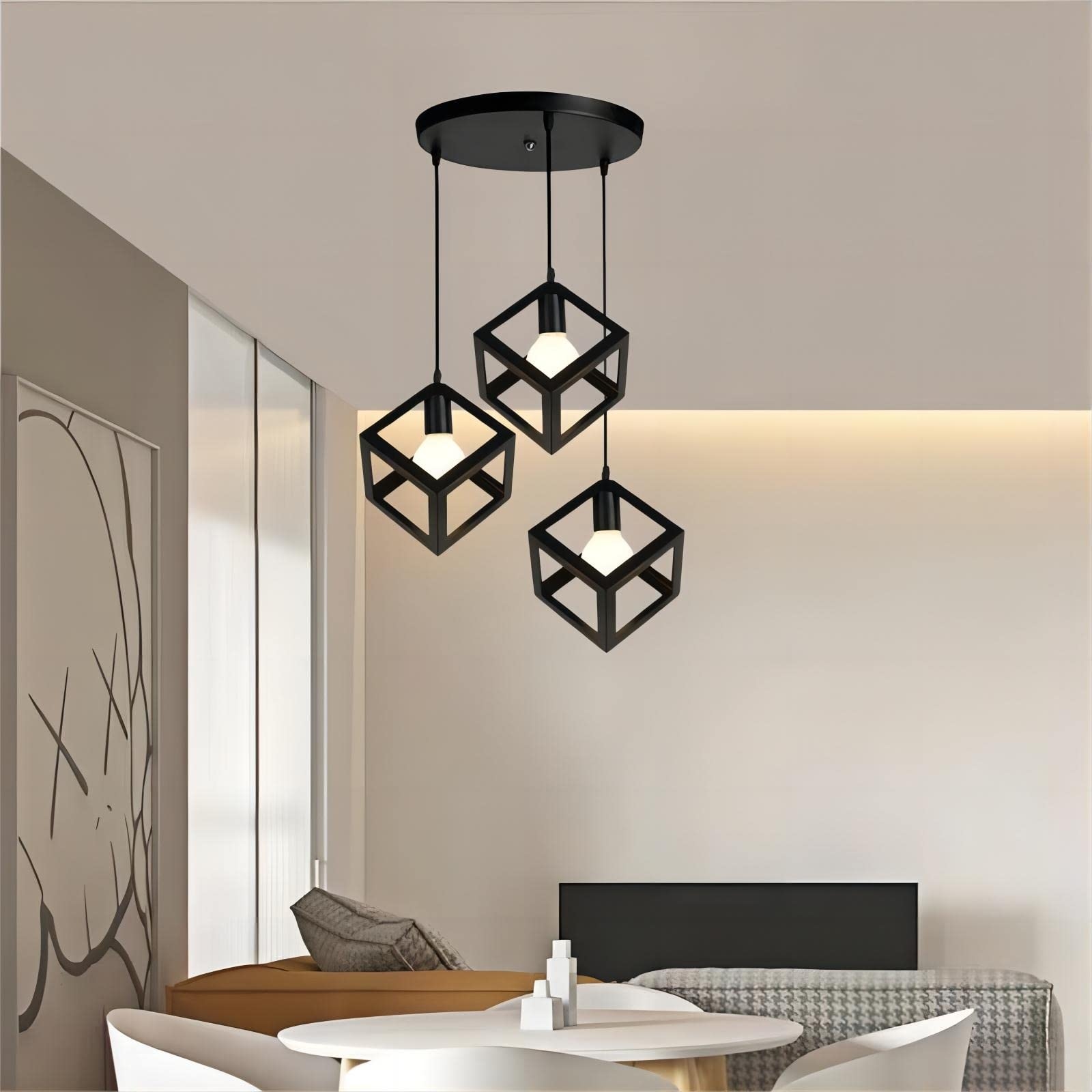 Metal Modern Ceiling chandelier, 3 Bulbs, 80×30 cm, C213 - Black - Image 2