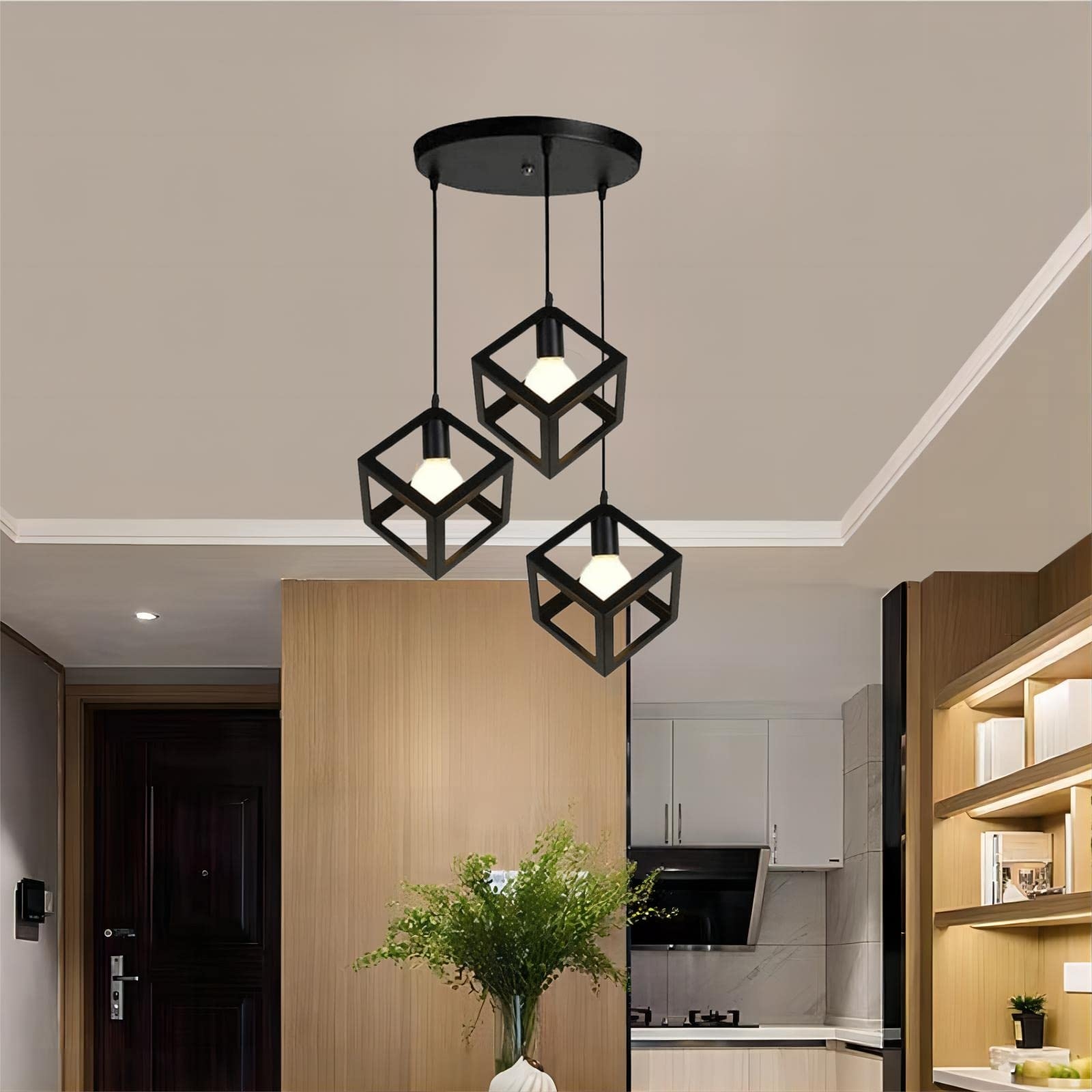 Metal Modern Ceiling chandelier, 3 Bulbs, 80×30 cm, C213 - Black - Image 3