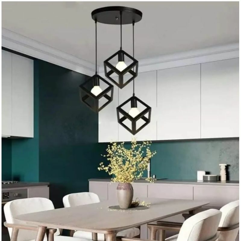 Metal Modern Ceiling chandelier, 3 Bulbs, 80×30 cm, C213 - Black - Image 8