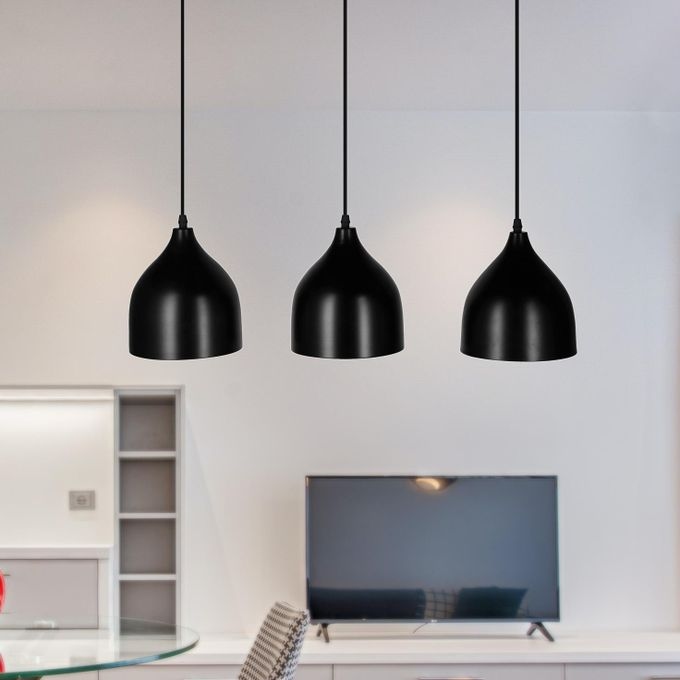 Metal Modern Ceiling chandelier, 3 Bulbs, 80×50 cm, C217 - Black - Image 3