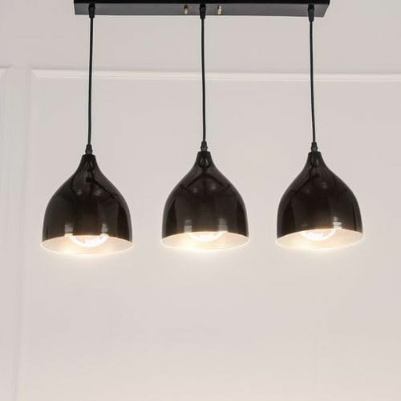 Metal Modern Ceiling chandelier, 3 Bulbs, 80×50 cm, C217 - Black