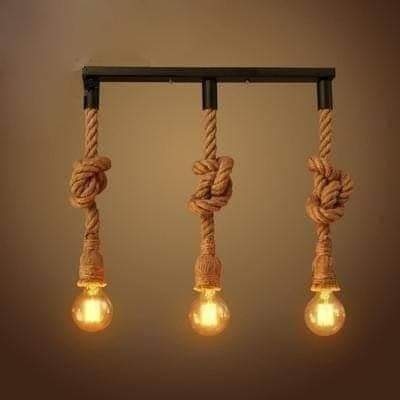 ⁦دلاية سقف مودرن كتان، 3 لمبات، 80×50 سم، C218 - اسود بيج⁩ - الصورة ⁦2⁩