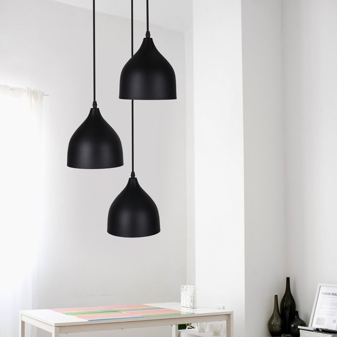 Metal Modern Ceiling chandelier, 3 Bulbs, 80×50 cm, C221 - Black - Image 2