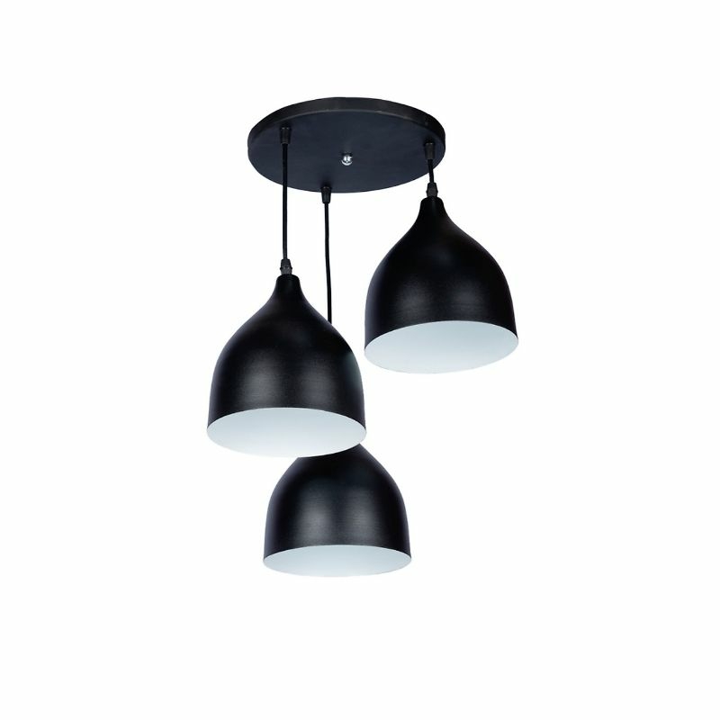 Metal Modern Ceiling chandelier, 3 Bulbs, 80×50 cm, C221 - Black