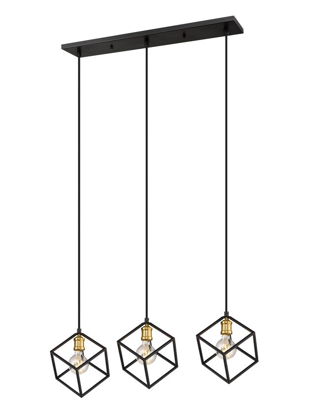 Metal Modern Ceiling chandelier, 3 Bulbs, 80×50 cm, C228 - Black