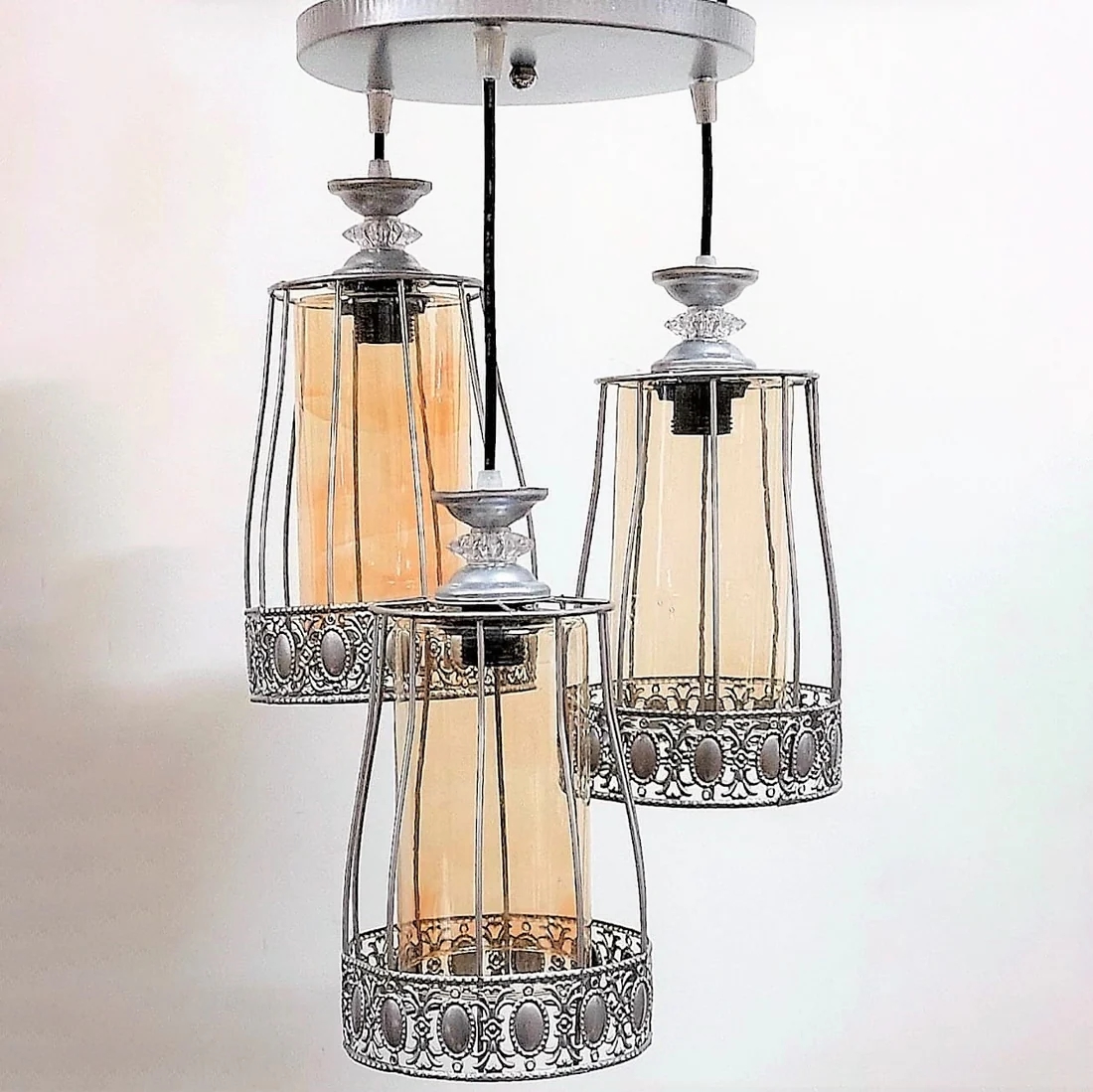 Metal Modern Ceiling chandelier, 3 Bulbs, 75×30 cm, KM-EG6-18 - Silver - Image 3