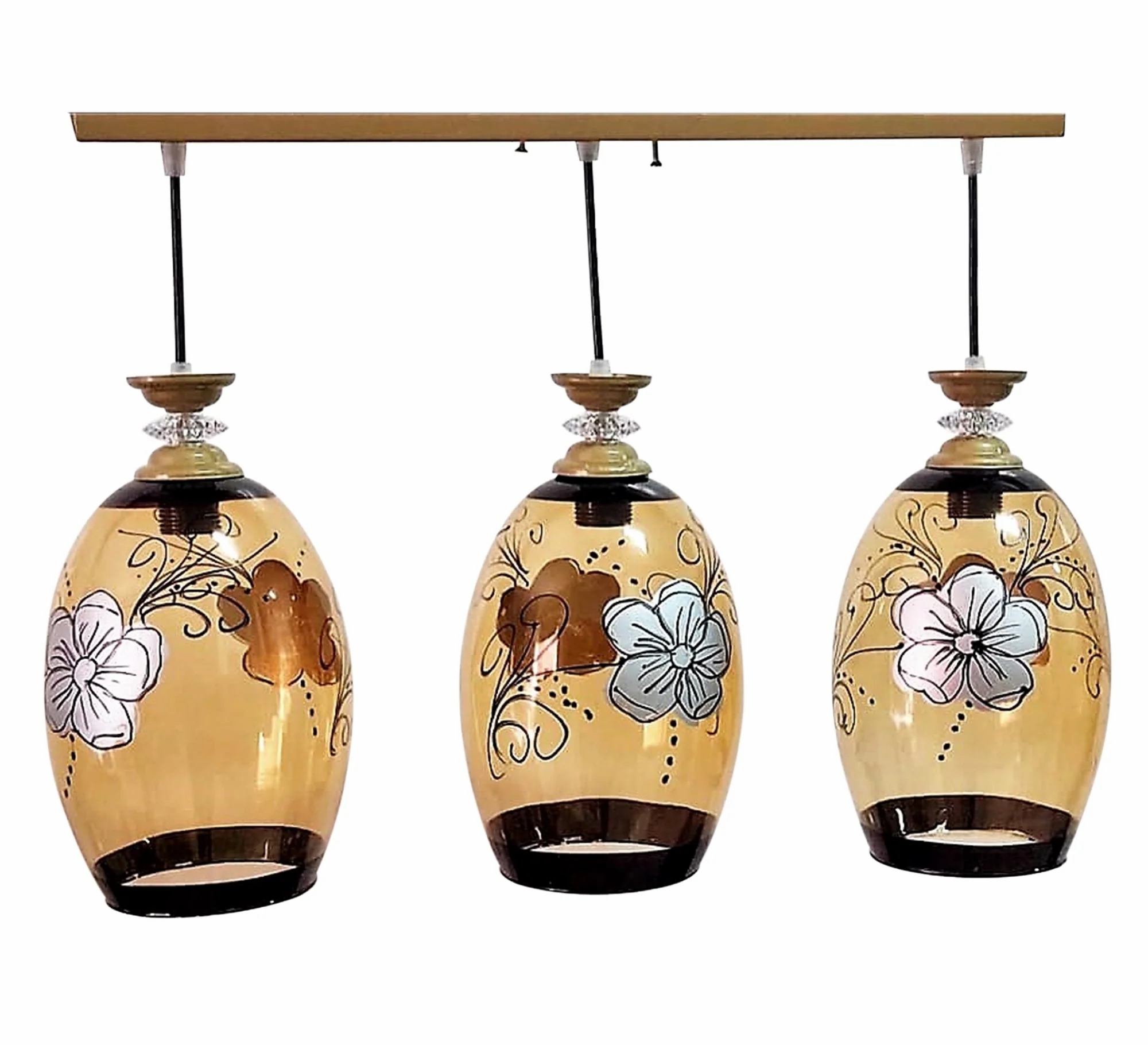 Metal Modern Ceiling chandelier, 3 Bulbs, 75×30 cm, KM-EG6-34 - Brown