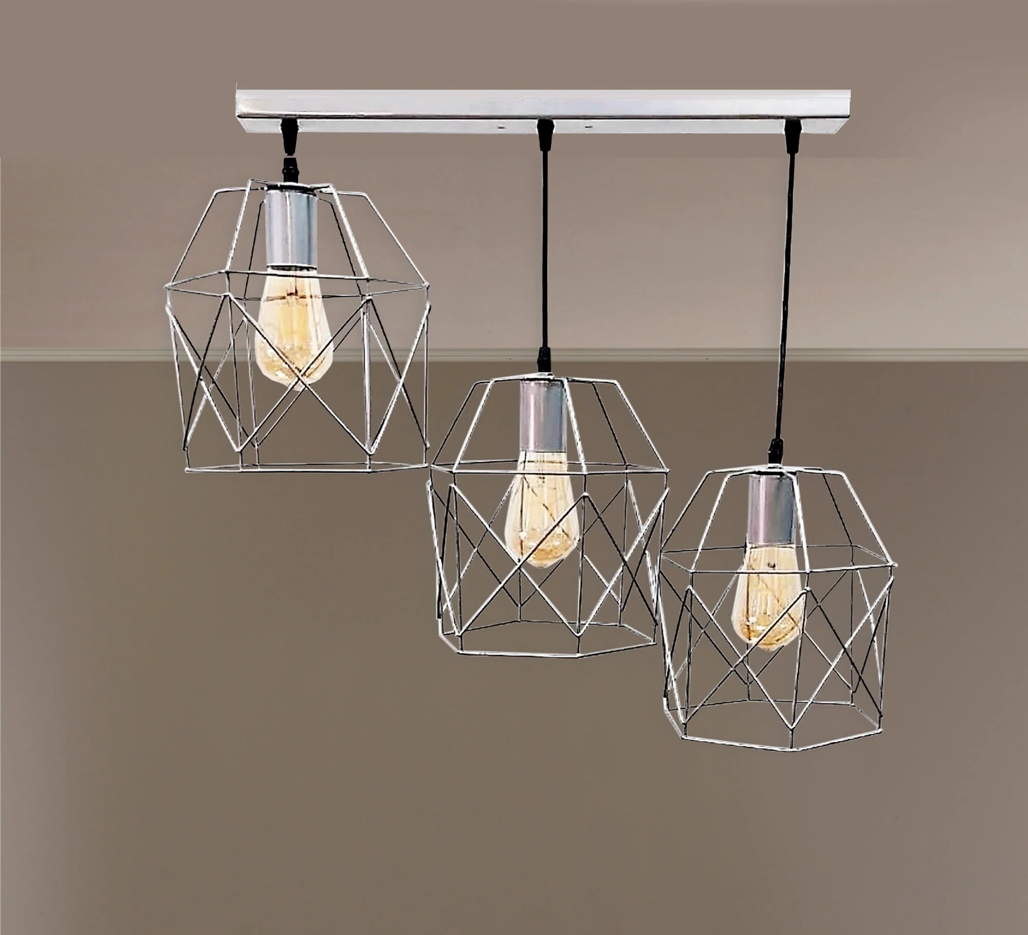Metal Modern Ceiling chandelier, 3 Bulbs, 80×50 cm, KM-EG6-56 - Silver
