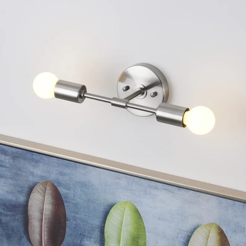 Metal Modern Wall Light Hanging, 2 Bulbs, 25×13 cm, KM-EG6-59 - Silver - Image 2