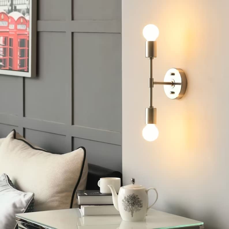 Metal Modern Wall Light Hanging, 2 Bulbs, 25×13 cm, KM-EG6-59 - Silver - Image 3