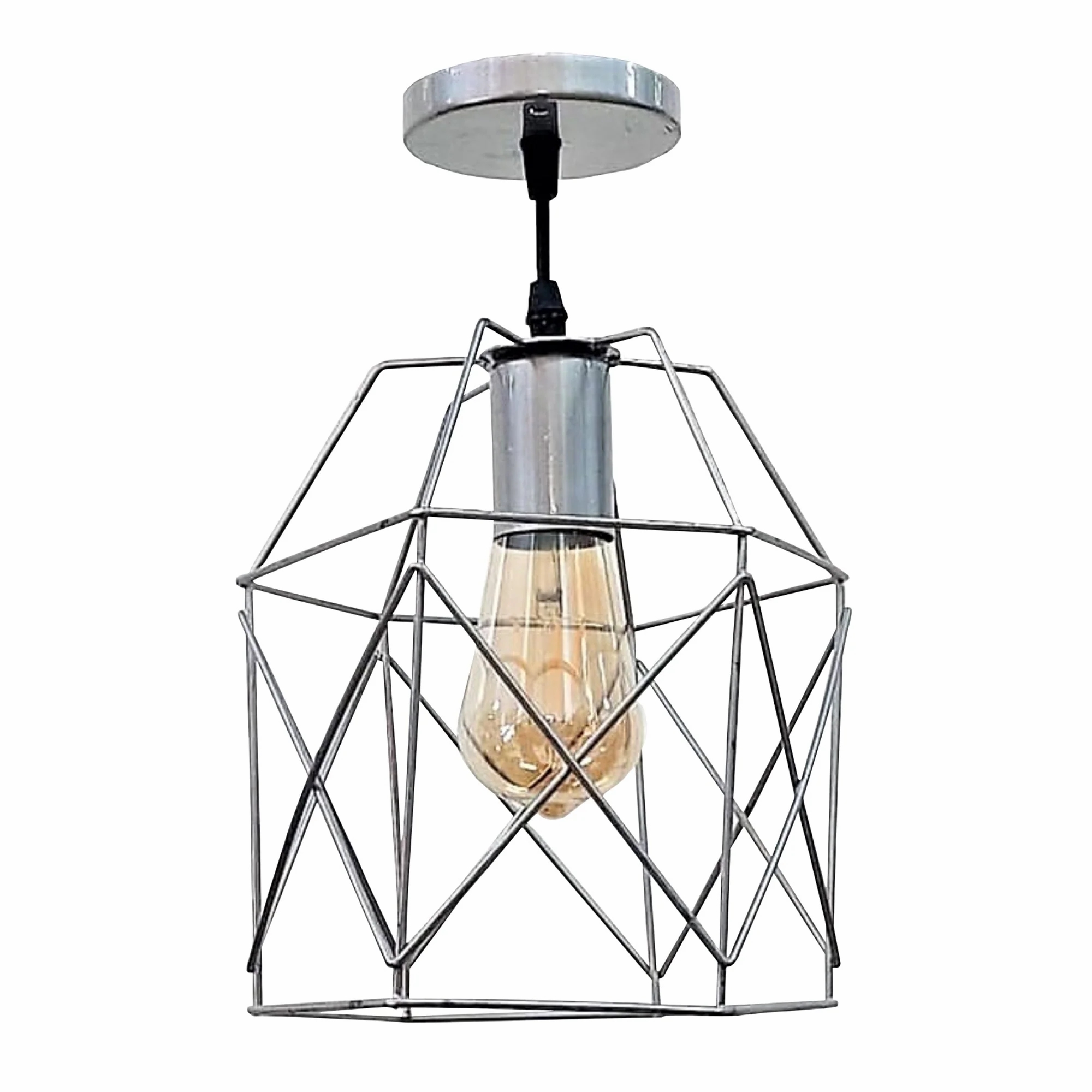 Metal Modern Ceiling chandelier, 1 Bulb, 75×20 cm, KM-EG6-68 - Silver