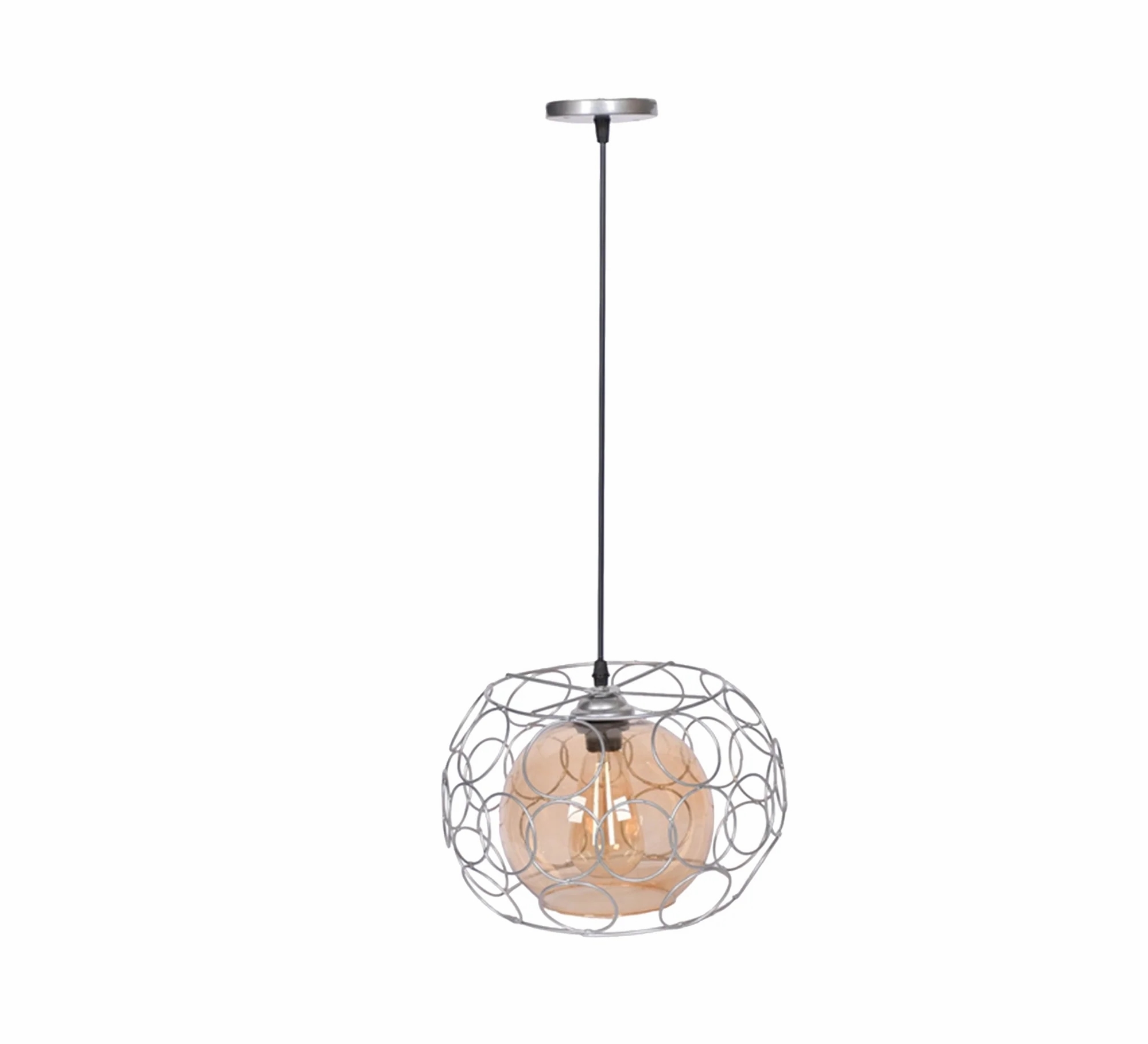 Metal Modern Ceiling chandelier, 1 Bulb, 80×30 cm, KM-EG6-92 - Silver