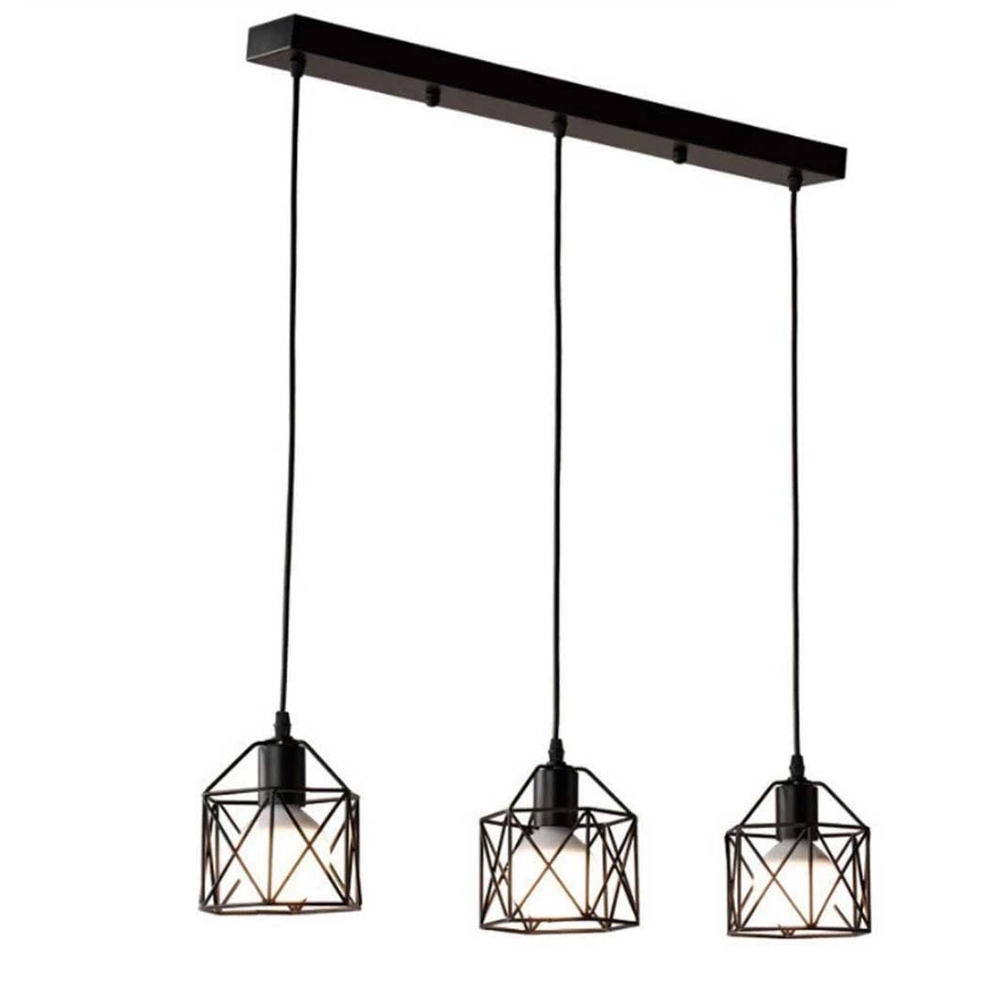 Stainless Steel Pendant Light, 3 Bulb, 60 Cm - Black - Image 2