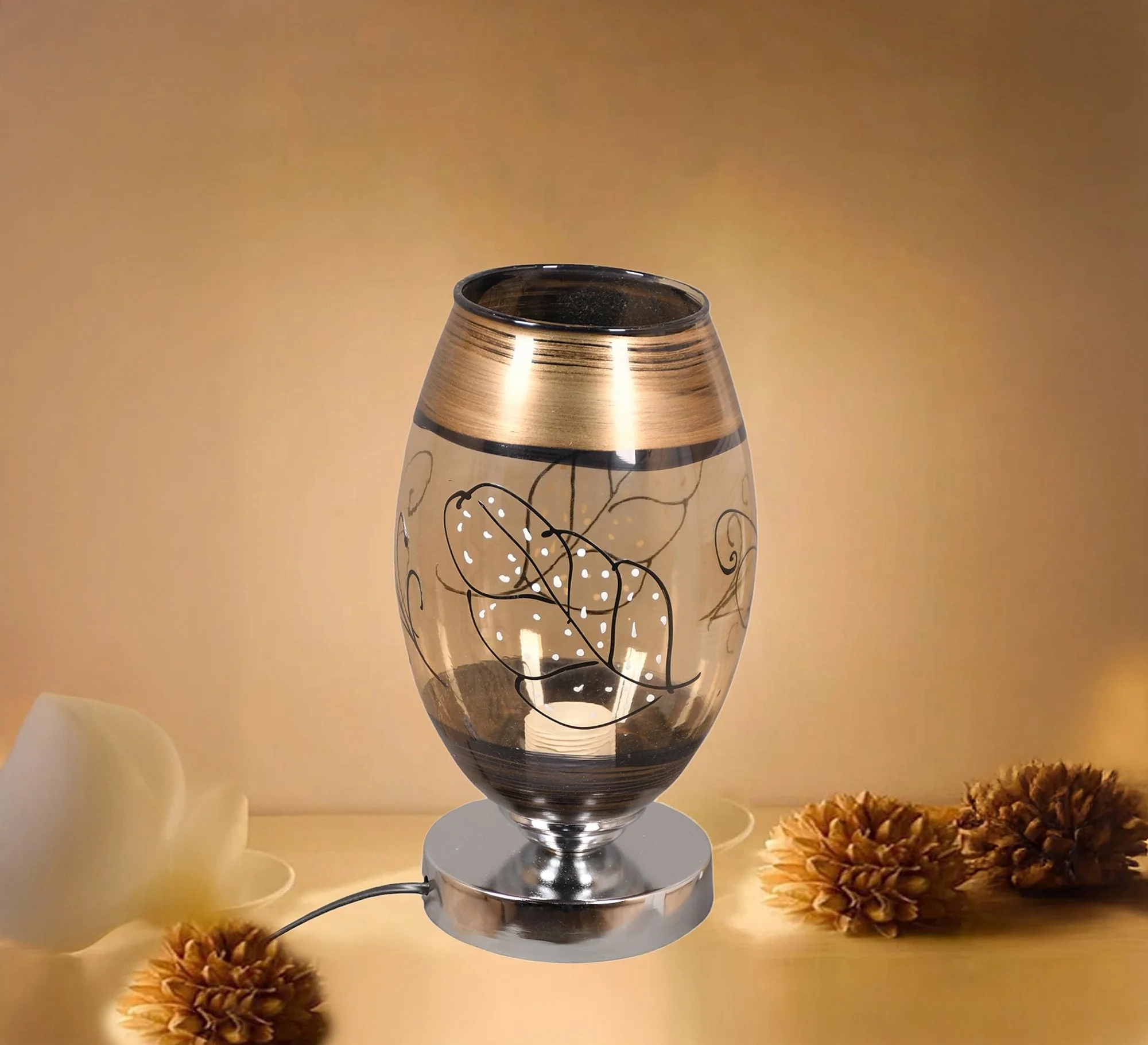 Metal Glass Modern Wall Light Hanging, 1 Bulb, 24×14 cm, KM-EG6-133 - Brown Silver - Image 2