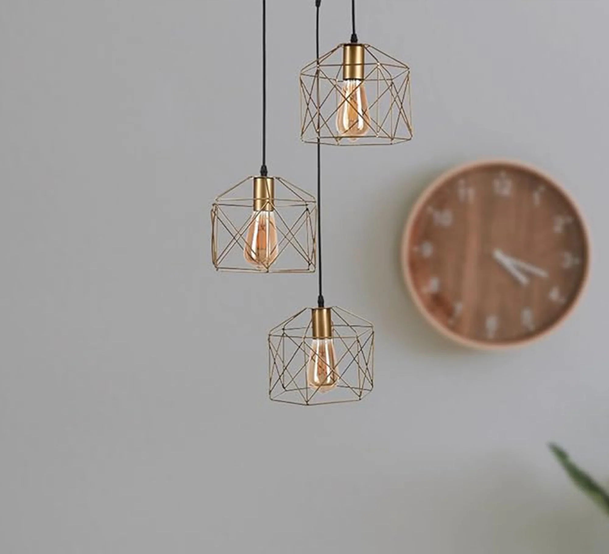 Metal Modern Ceiling chandelier, 3 Bulbs, 80×30 cm, KM-EG6-144 - Gold - Image 2