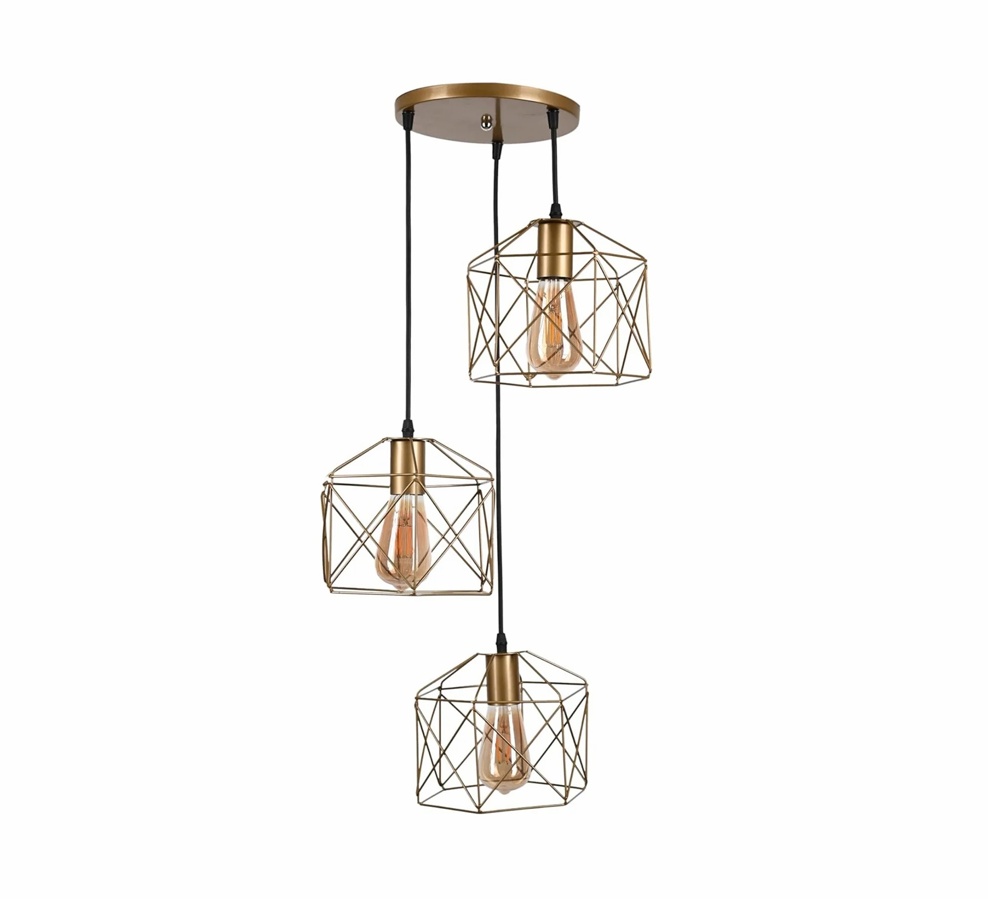 Metal Modern Ceiling chandelier, 3 Bulbs, 80×30 cm, KM-EG6-144 - Gold