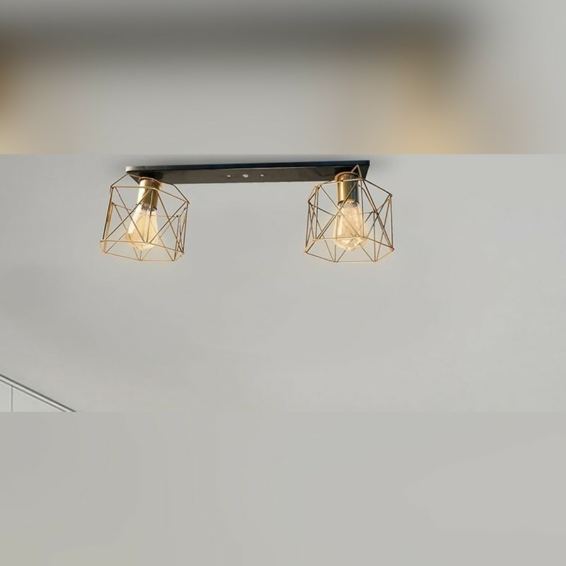 Metal Modern Ceiling chandelier, 2 Bulbs, 50×24 cm, KM-EG6-152 - Brown Gold - Image 2