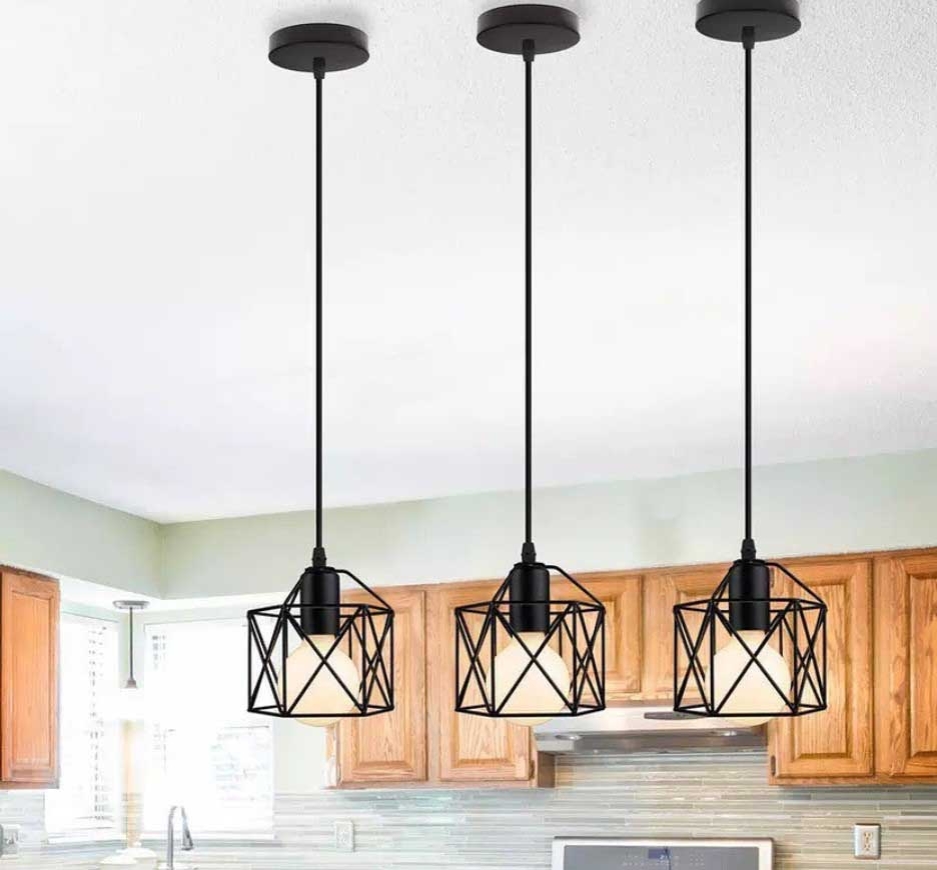 Metal Pendant Light, 1 Bulb, 22×25 Cm - Black