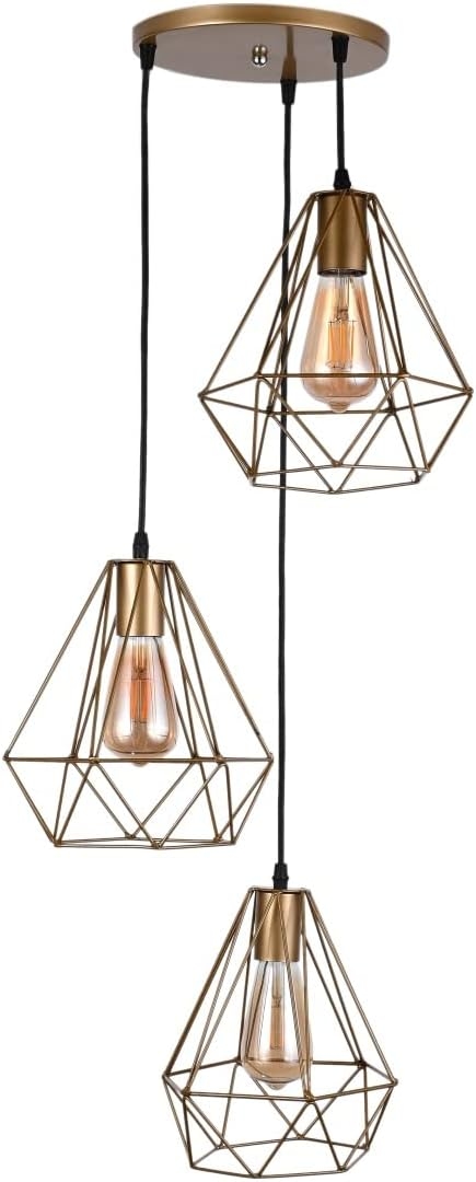 Metal Modern Ceiling chandelier, 3 Bulbs, 80×30 cm, KM-EG6-154 - Gold