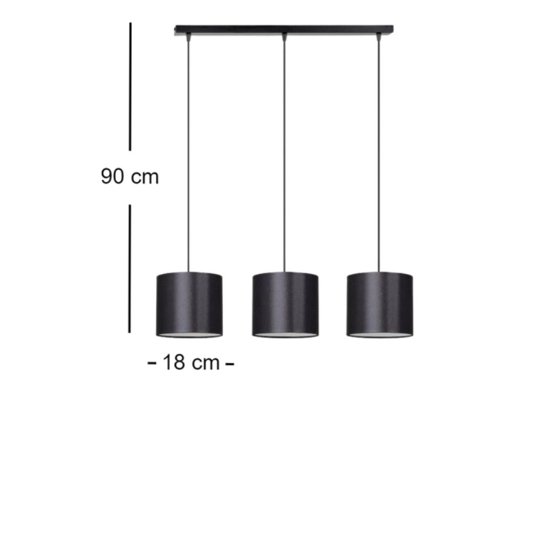 Metal Pendant Light, 3 Bulb, 90×55 Cm - Black - Image 2