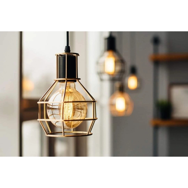 Metal Pendant Light, 1 Bulb, 75×23 Cm - Black Gold - Image 3