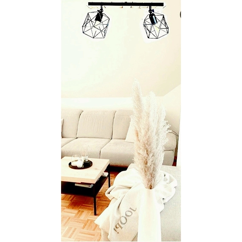 Metal Ceiling Lamp, 2 Bulb, 55×30 Cm - Black - Image 2