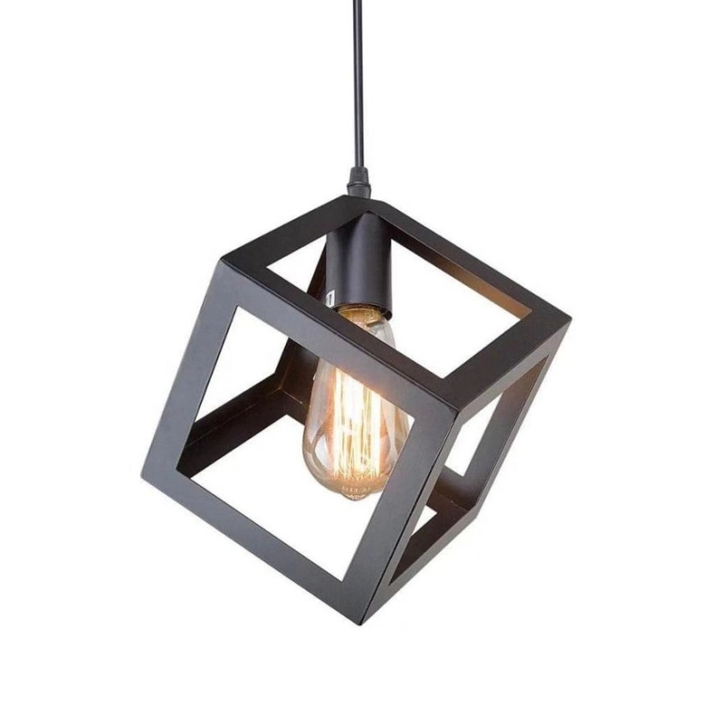 Metal Pendant Light, 1 Bulb, 20×20 Cm - Black