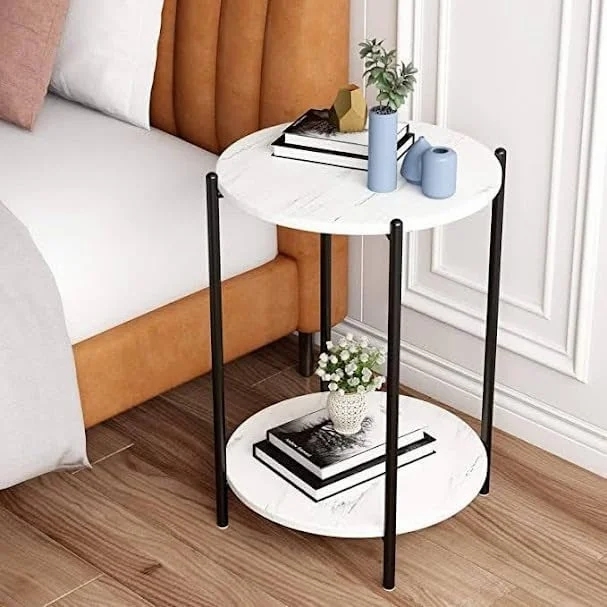 Metal Side Tables, 60×40×40 - Black White