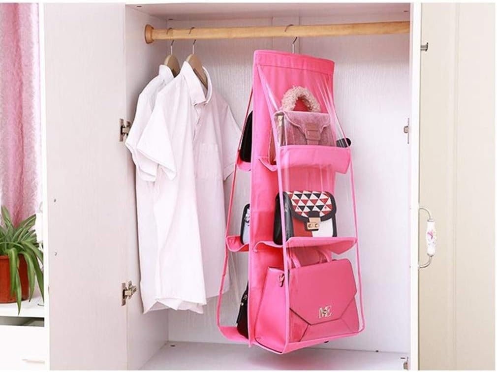 Fabric Bag Organizer, 6 Shelves - Pink