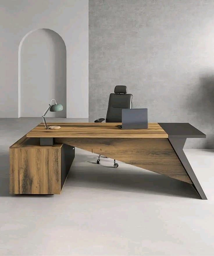 Modern MDF Wood Manager'S Desk, 220X220X70 Cm - Grey