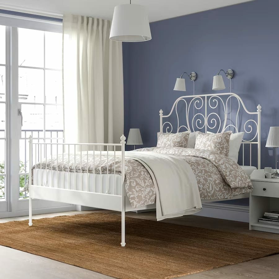 Metal Super King Size Bed, 200×160×120 Cm - White