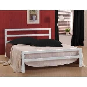 Metal Super King Size Bed, 200×160×90 Cm - White