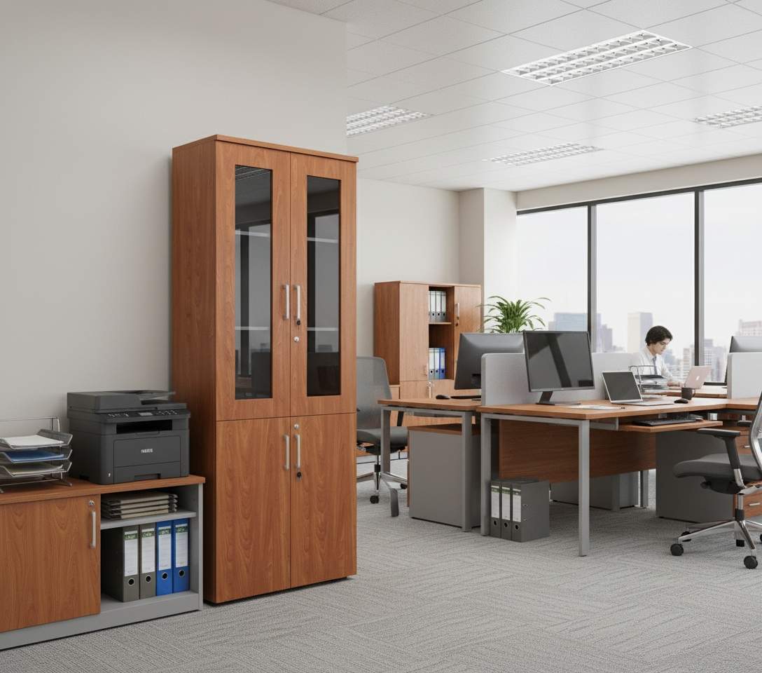 MDF Wood Document Storage Cabinet, 180X80X40 Cm - Brown - Image 3