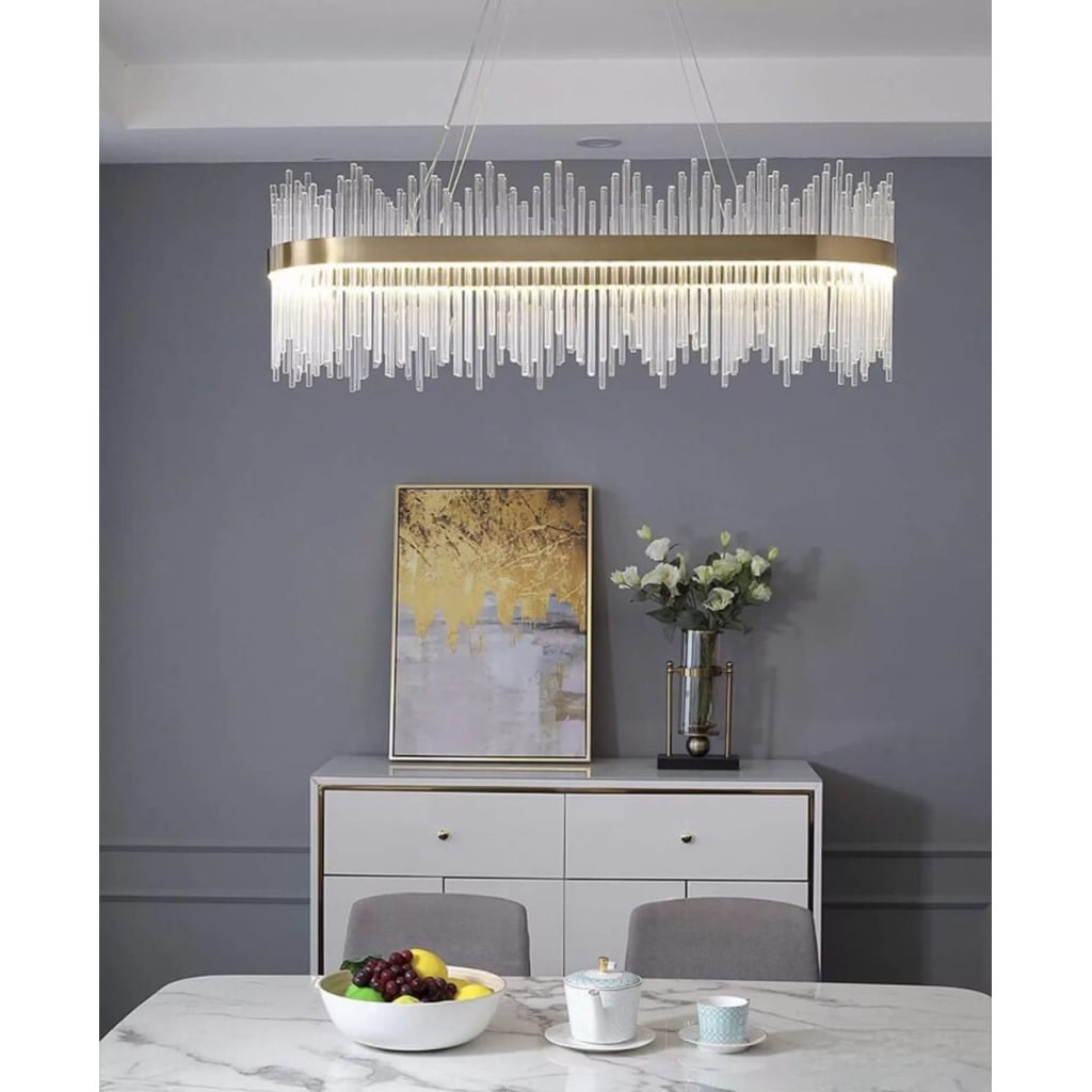 ⁦نجفة كريستال LED 60x80 سم من اونلايت OL.ON-6161 - ذهبي وشفاف⁩ - الصورة ⁦7⁩