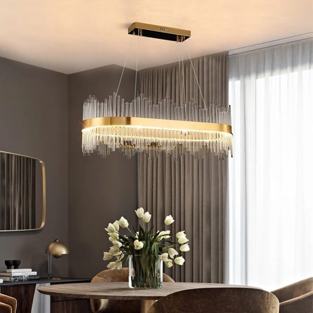 نجفة كريستال LED 60x80 سم من اونلايت OL.ON-6161 - ذهبي وشفاف