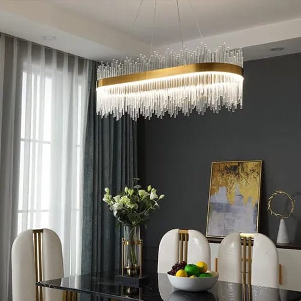 ⁦نجفة كريستال LED 60x80 سم من اونلايت OL.ON-6161 - ذهبي وشفاف⁩ - الصورة ⁦3⁩